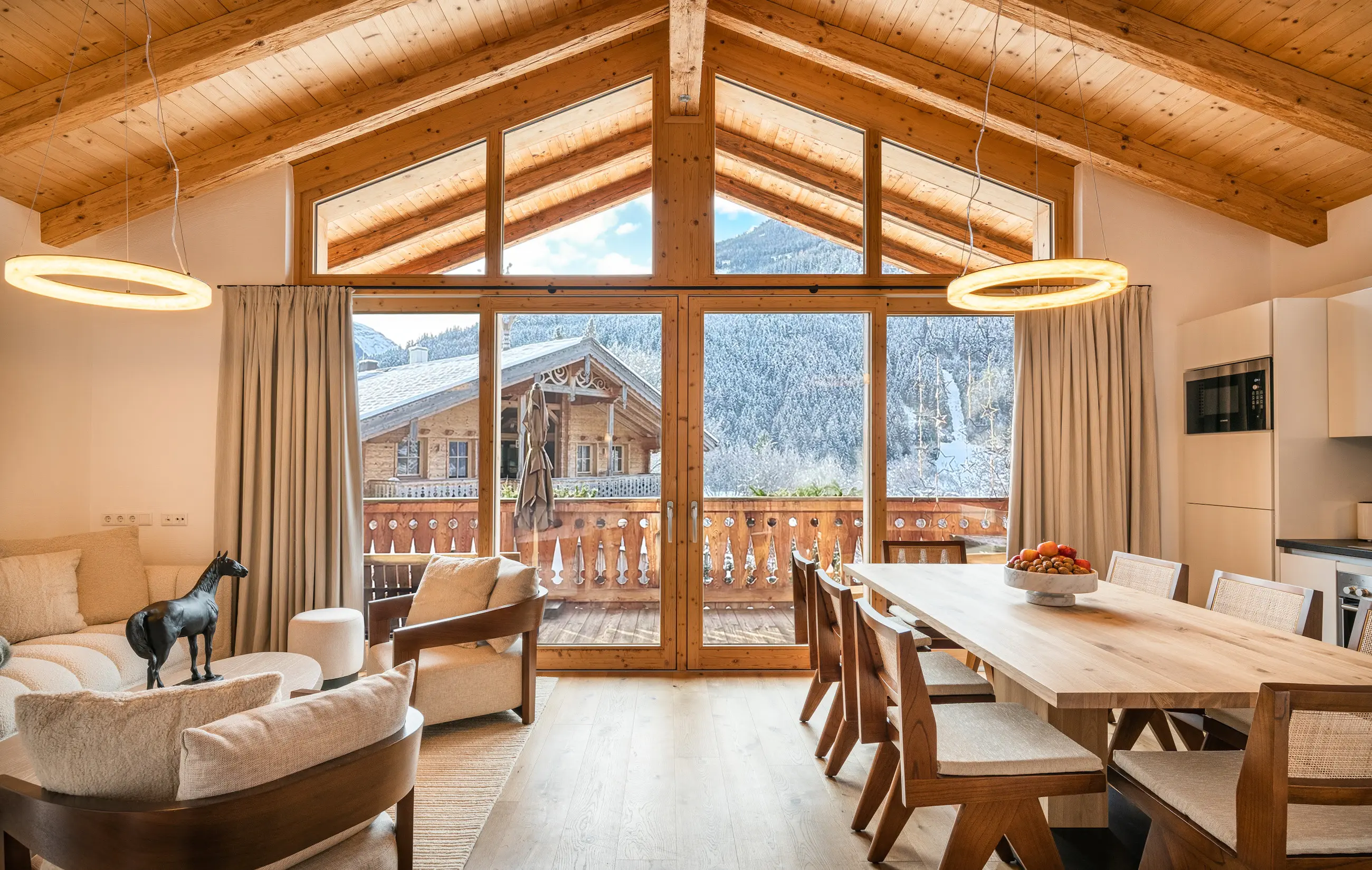 Living and dining room panorama